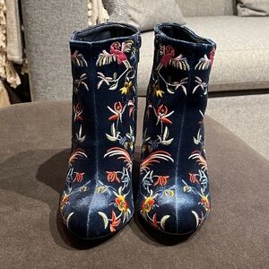 Liliana Floral Embroidered Velvet Ankle Boots